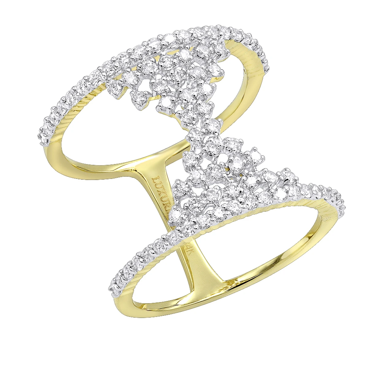 Unique 14K Yellow Gold Designer Diamond Cocktail Ring For Women 0.75ct By Luxurman 1 Unique 14K Yellow Gold Designer Diamond Cocktail Ring For Women 0.75ct By Luxurman