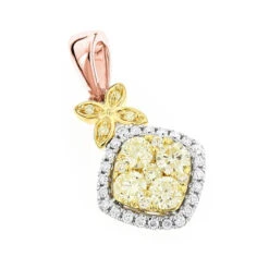 Unique 14K White Gold Designer White Yellow Diamond Women's Pendant By Luxurman -Urban Jewels Shop unique 14k gold designer white yellow diamond womens pendant by luxurman ro