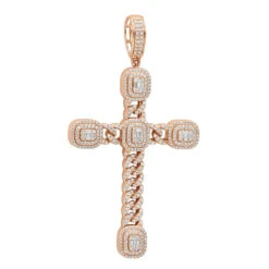 Unique 14K White Gold Large Cuban Link Cross Diamond Pendant For Men 2.5ct 3 Inch -Urban Jewels Shop unique 14k gold large cuban link cross diamond pendant for men 25ct 3 inch 803174 ro