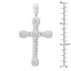 Unique 14K White Gold Large Cuban Link Cross Diamond Pendant For Men 2.5ct 3 Inch -Urban Jewels Shop unique 14k gold large cuban link cross diamond pendant for men 25ct 3 inch 803174 rulerwh