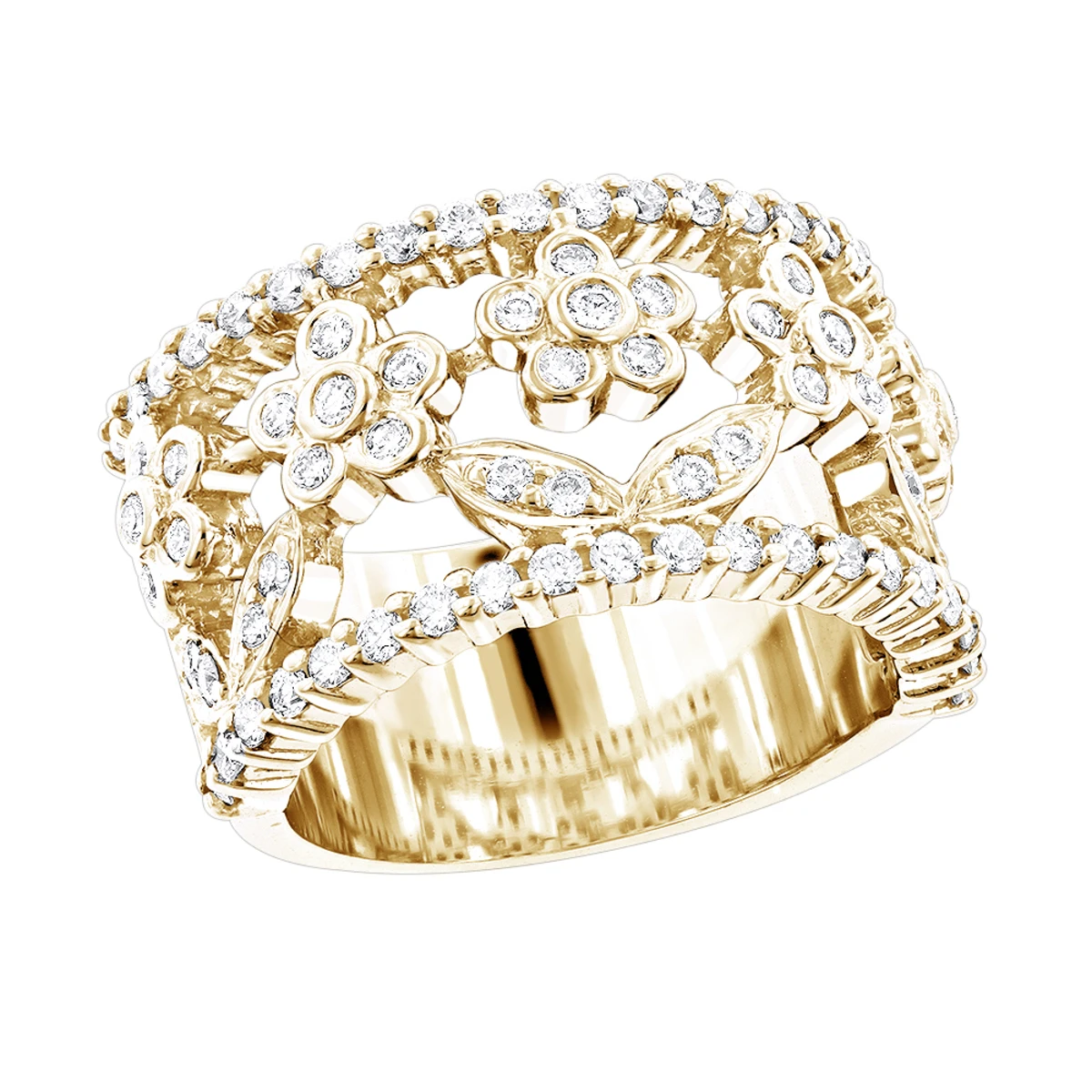 Unique 14K White Gold Round Diamond Flower Ring For Women By Luxurman 0.82ct 2 Unique 14K White Gold Round Diamond Flower Ring For Women By Luxurman 0.82ct - Image 2