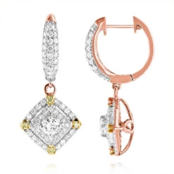 Unique 14K White Gold White And Yellow Diamond Earrings For Women Drop Design 8 Unique 14K White Gold White And Yellow Diamond Earrings For Women Drop Design -Urban Jewels Shop unique 14k gold white and yellow diamond earrings for women drop design ro