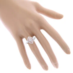 Unique 14K White Gold White Pink Diamond Ring For Women Marquise Hearts Design -Urban Jewels Shop unique 14k gold white pink diamond ring for women marquise hearts design bodwh