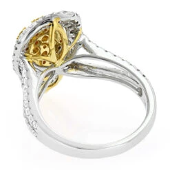 Unique 14K White Gold White Yellow Diamond Pear Shape Cluster Ring For Women 1.5c -Urban Jewels Shop unique 14k gold white yellow diamond pear shape cluster ring for women 15c backwh