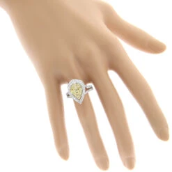 Unique 14K White Gold White Yellow Diamond Pear Shape Cluster Ring For Women 1.5c -Urban Jewels Shop unique 14k gold white yellow diamond pear shape cluster ring for women 15c bodwh