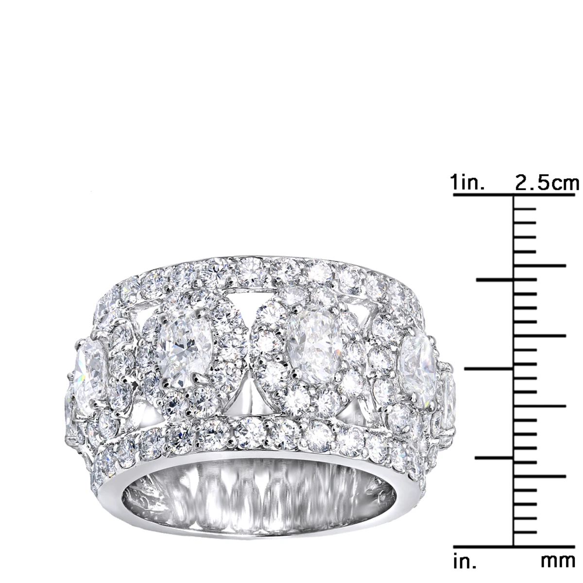 Unique 14K White Gold Wide Diamond Wedding Band 6.55ct Ladies Anniversary Ring 6 Unique 14K White Gold Wide Diamond Wedding Band 6.55ct Ladies Anniversary Ring - Image 6