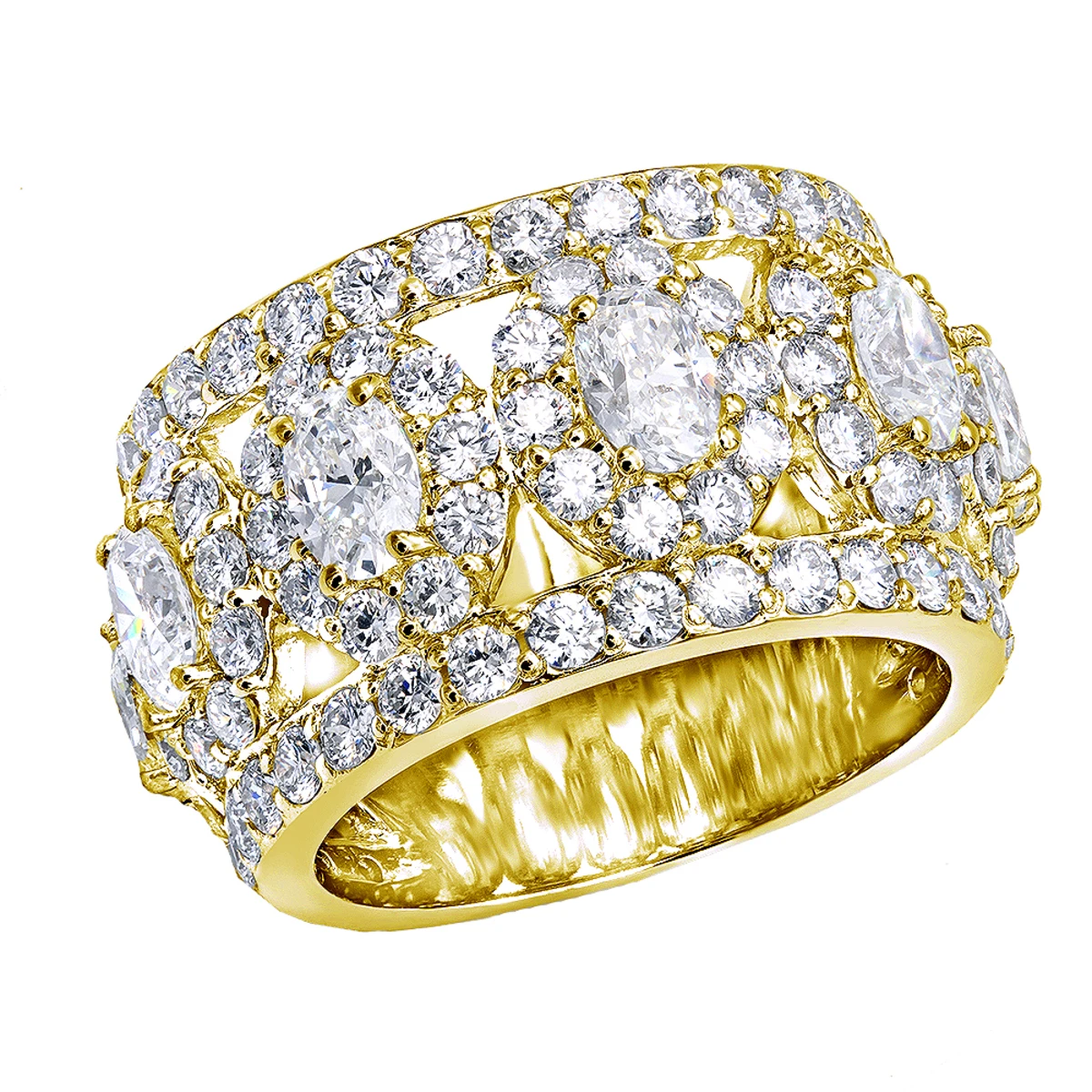 Unique 14K White Gold Wide Diamond Wedding Band 6.55ct Ladies Anniversary Ring 2 Unique 14K White Gold Wide Diamond Wedding Band 6.55ct Ladies Anniversary Ring - Image 2