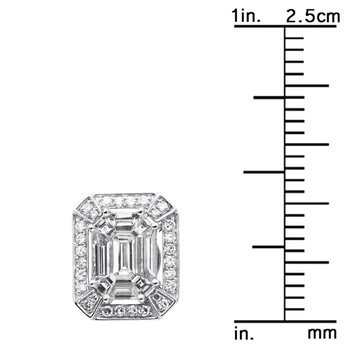 Unique 18K White Gold Emerald Cut Diamond Stud Earrings Halo Design 2.5ct 8 Unique 18K White Gold Emerald Cut Diamond Stud Earrings Halo Design 2.5ct - Image 8