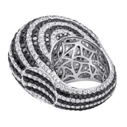 Unique 18K White Gold White & Black Diamond Cocktail Ring For Women Dome 19 Carats 9 Unique 18K White Gold White & Black Diamond Cocktail Ring For Women Dome 19 Carats -Urban Jewels Shop unique 18k gold white black diamond cocktail ring for women dome 19 carats 804020 backwh