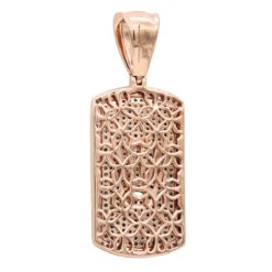 Unique 1ct Champagne Diamond Dog Tag Pendant With Crown 10K Rose Gold Iced Out Design -Urban Jewels Shop unique 1ct champagne diamond dog tag pendant with crown 10k gold iced out design 407099 backro