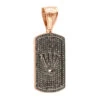 Unique 1ct Champagne Diamond Dog Tag Pendant With Crown 10K Rose Gold Iced Out Design