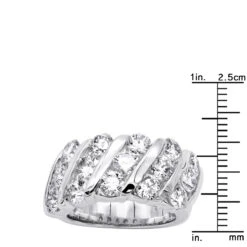 Unique 3 Carat Women's Diamond Wedding Band 18K White Gold Anniversary Ring -Urban Jewels Shop unique 3 carat diamond womens diamond wedding band 18k gold anniversary ring 000910 ruler white