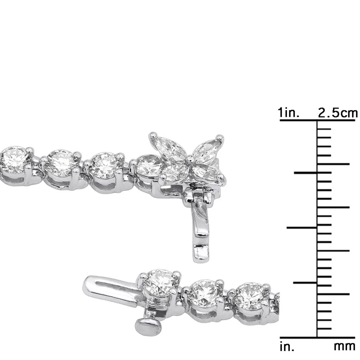 Unique 6 Carat VS Diamond Tennis Bracelet For Women 18K White Gold Flower Clasp 8 Unique 6 Carat VS Diamond Tennis Bracelet For Women 18K White Gold Flower Clasp - Image 8