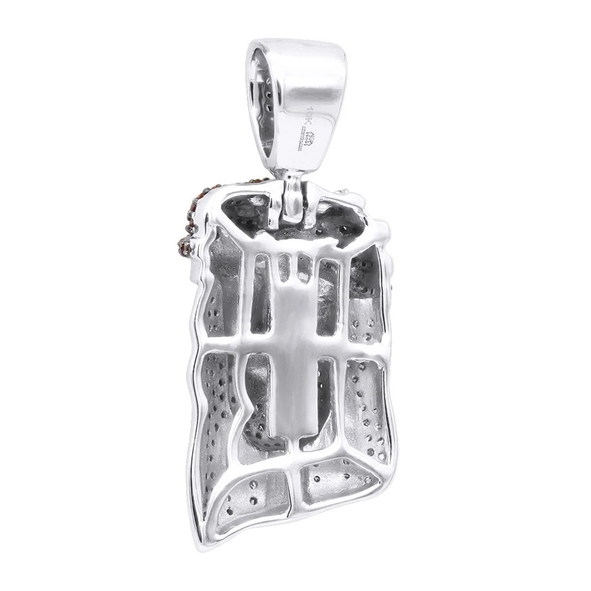 Unique Mini Jesus Pendant 10K White Gold 1/2 Ct Blue Red Yellow Diamonds 4 Unique Mini Jesus Pendant 10K White Gold 1/2 Ct Blue Red Yellow Diamonds - Image 4