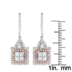 Unique Designer White And Pink Diamond Earrings For Women 14K Gold 1.75ct 12 Unique Designer White And Pink Diamond Earrings For Women 14K Gold 1.75ct -Urban Jewels Shop unique designer white and pink diamond earrings for women 14k gold 175ct ruler