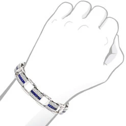 Unique Diamond And Sapphires Bracelet 14K White Gold 10 Unique Diamond And Sapphires Bracelet 14K White Gold -Urban Jewels Shop unique diamond and sapphires bracelet in 14k yellow rose or white gold body white