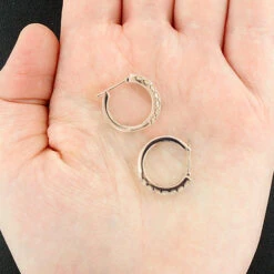 Unique 14K Yellow Gold Diamond Hoop Huggie Earrings 1.58ct -Urban Jewels Shop unique diamond hoop earrings 158ct 14k gold 2