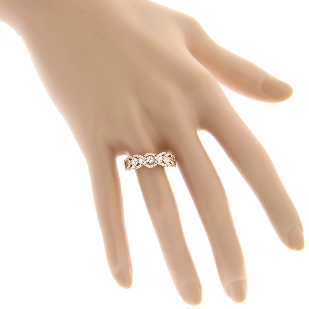 Unique Diamond Wedding Band For Women 14K Rose Gold Ladies Diamond Ring 1ct 5 Unique Diamond Wedding Band For Women 14K Rose Gold Ladies Diamond Ring 1ct - Image 5