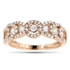 Unique Diamond Wedding Band For Women 14K Rose Gold Ladies Diamond Ring 1ct
