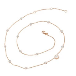 Unique Diamonds By The Yard Necklace 14K Yellow Gold 1.8 Carats Adjustable Length -Urban Jewels Shop unique diamonds by the yard necklace in 14k gold 18 carats adjustable length 000997 back rose