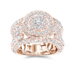 Unique Halo Diamond Engagement Ring 3.5ct 14K White Gold Round Cluster -Urban Jewels Shop unique halo diamond engagement ring 35ct 14k gold round cluster ro