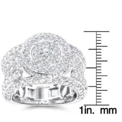Unique Halo Diamond Engagement Ring 3.5ct 14K White Gold Round Cluster -Urban Jewels Shop unique halo diamond engagement ring 35ct 14k gold round cluster rulerwh
