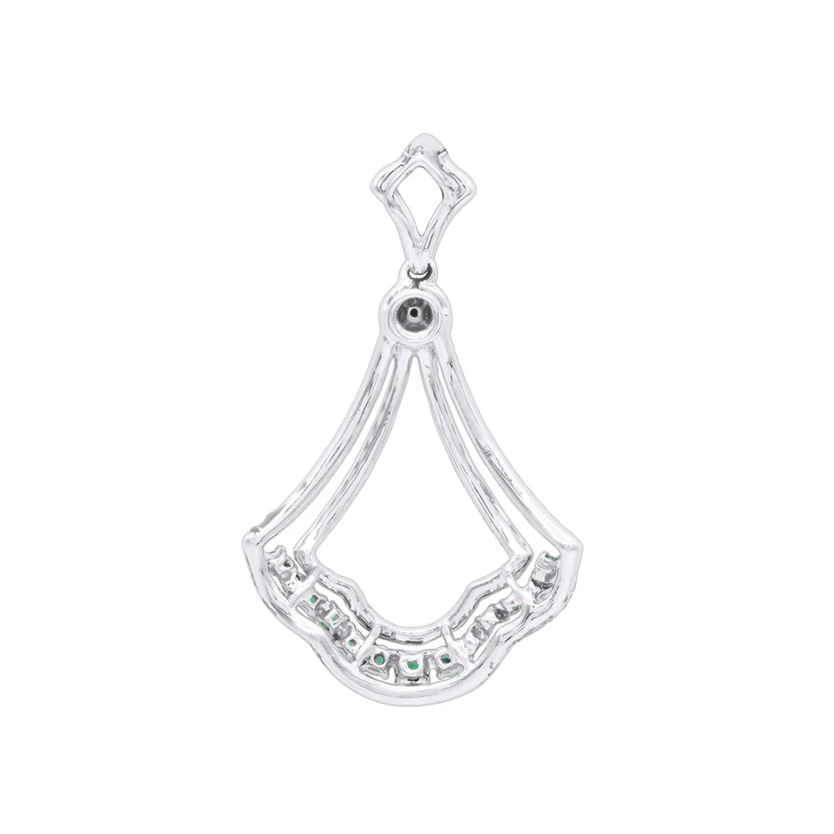 Unique Ladies 1.3 Carat Diamond And Emerald Pendant Necklace 14K White Gold 4 Unique Ladies 1.3 Carat Diamond And Emerald Pendant Necklace 14K White Gold - Image 4