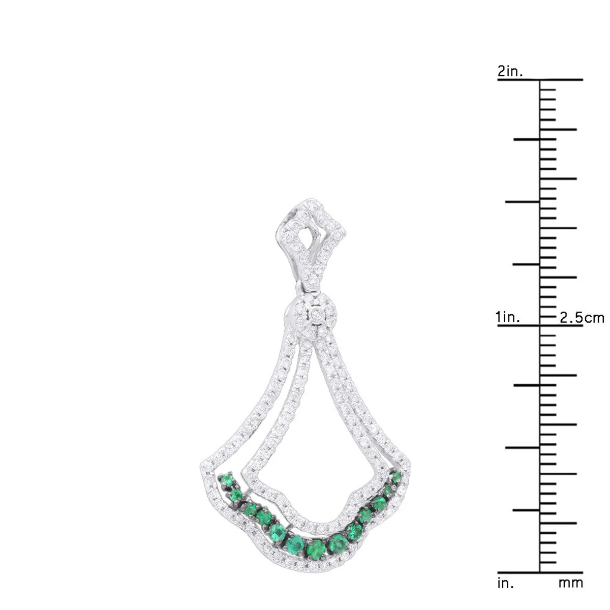 Unique Ladies 1.3 Carat Diamond And Emerald Pendant Necklace 14K White Gold 8 Unique Ladies 1.3 Carat Diamond And Emerald Pendant Necklace 14K White Gold - Image 8