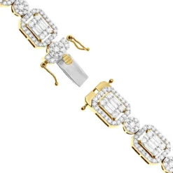 Unique Diamond Necklace For Women 10K Yellow Gold 17 Carats 13 Unique Diamond Necklace For Women 10K Yellow Gold 17 Carats -Urban Jewels Shop unique ladies diamond necklace 14k gold 17 carats baguette round diamonds clasp yellow