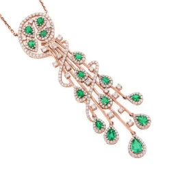 Unique Ladies Peridot Diamond Chandelier Teardrop Necklace 18K White Gold 3ct -Urban Jewels Shop unique ladies peridot diamond chandelier teardrop necklace in 18k gold 3ct ro