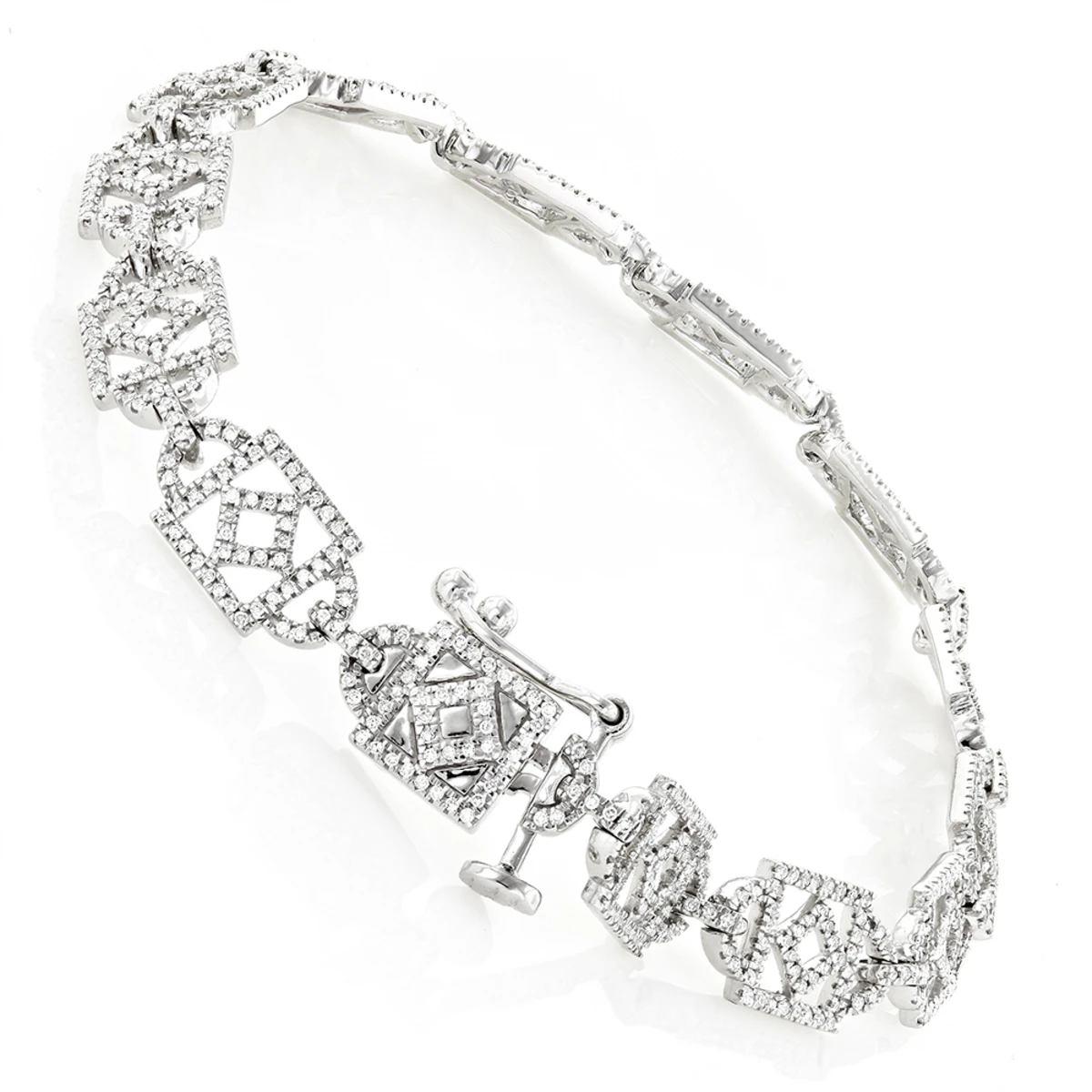 Unique Ladies Round Diamond Bracelet 14K White Gold 1.3ct 4 Unique Ladies Round Diamond Bracelet 14K White Gold 1.3ct - Image 4