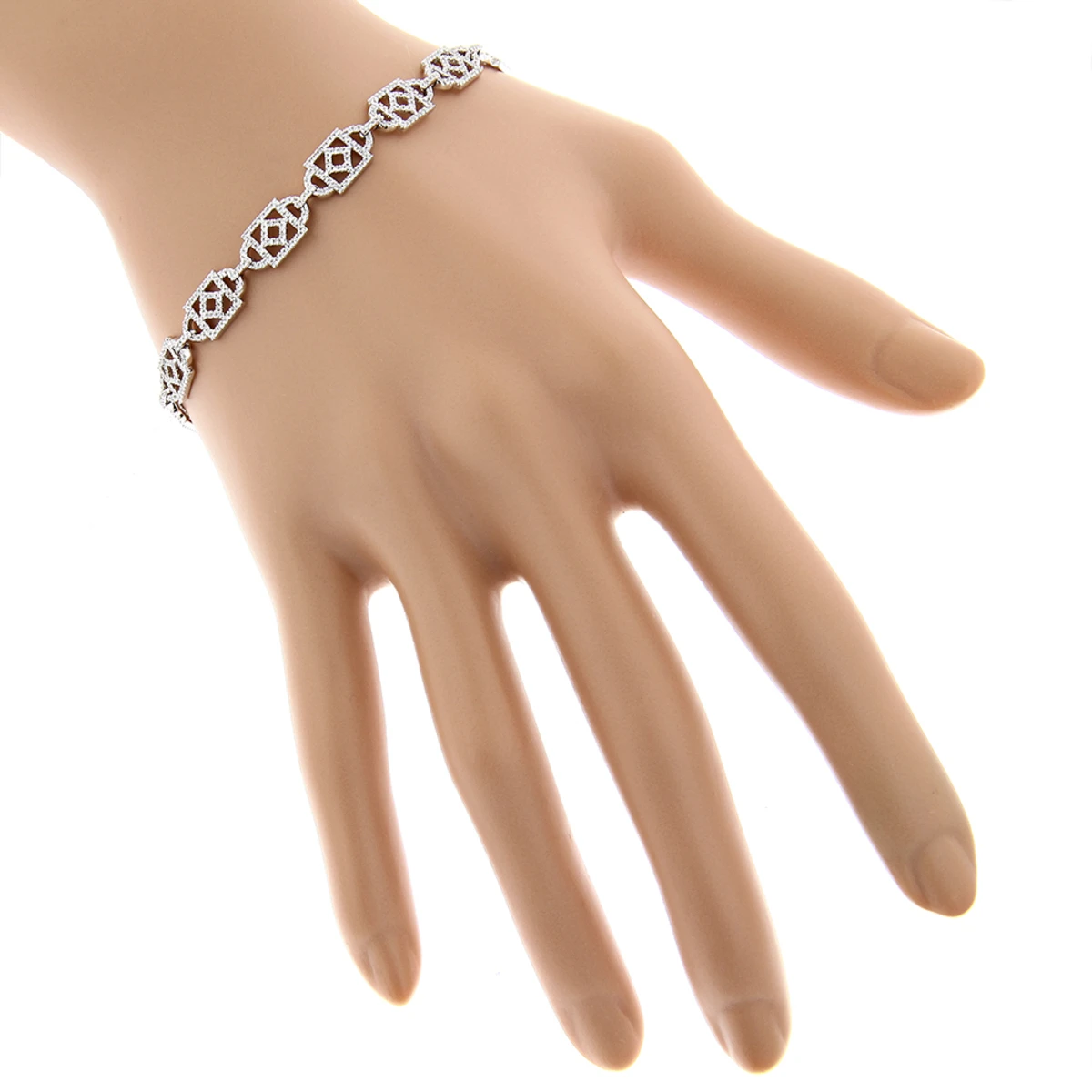 Unique Ladies Round Diamond Bracelet 14K White Gold 1.3ct 5 Unique Ladies Round Diamond Bracelet 14K White Gold 1.3ct - Image 5