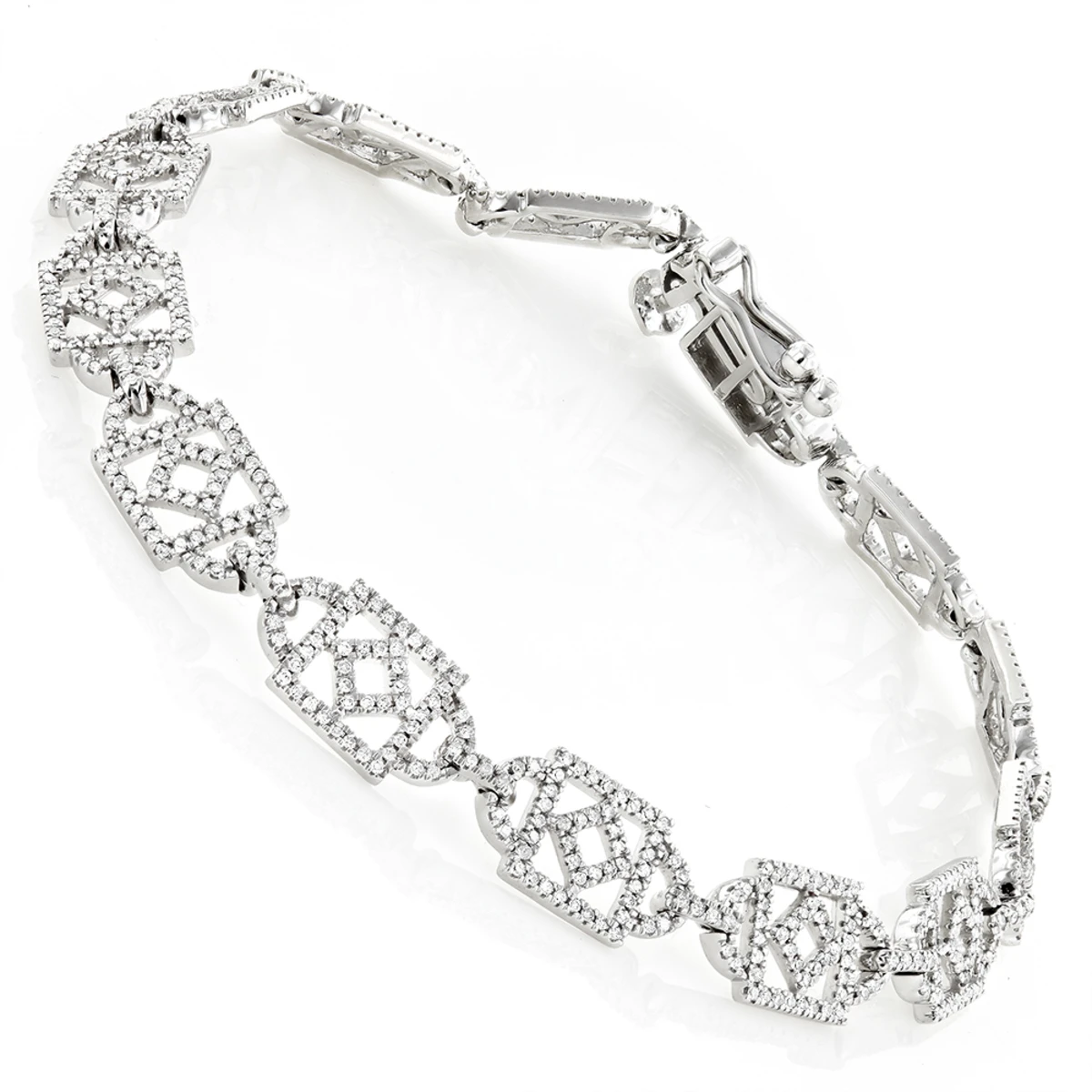 Unique Ladies Round Diamond Bracelet 14K White Gold 1.3ct 1 Unique Ladies Round Diamond Bracelet 14K White Gold 1.3ct