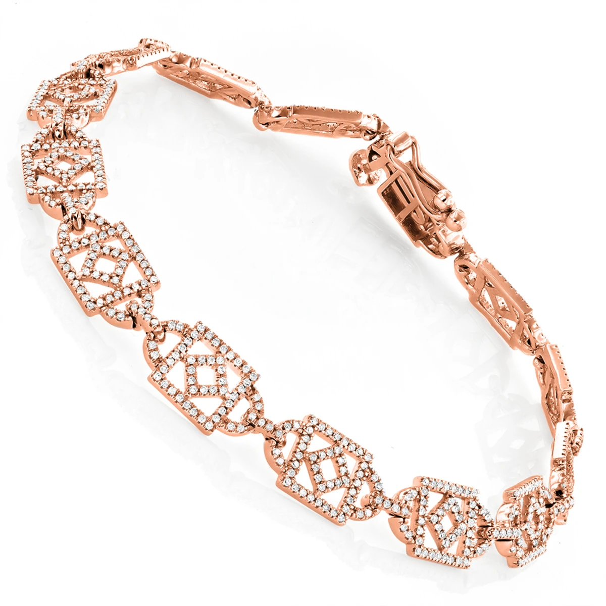 Unique Ladies Round Diamond Bracelet 14K White Gold 1.3ct 3 Unique Ladies Round Diamond Bracelet 14K White Gold 1.3ct - Image 3