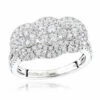 Unique Luxurman Double Halo Cluster Diamond Engagement Ring 1.6ct 14K White Gold
