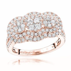 Unique Luxurman Double Halo Cluster Diamond Engagement Ring 1.6ct 14K White Gold -Urban Jewels Shop unique luxurman double halo cluster diamond engagement ring 16ct 14k gold ro