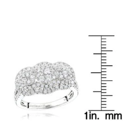 Unique Luxurman Double Halo Cluster Diamond Engagement Ring 1.6ct 14K White Gold -Urban Jewels Shop unique luxurman double halo cluster diamond engagement ring 16ct 14k gold rulerwh