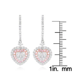 Unique Luxurman Drop Earrings White & Pink Diamond Heart Earrings 14K White Gold 11 Unique Luxurman Drop Earrings White & Pink Diamond Heart Earrings 14K White Gold -Urban Jewels Shop unique luxurman drop earrings white pink diamond heart earrings 14k gold rulerwh