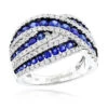 Unique Luxurman One Carat Diamond Blue Sapphire Cocktail Ring For Women