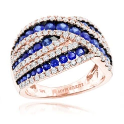 Unique Luxurman One Carat Diamond Blue Sapphire Cocktail Ring For Women -Urban Jewels Shop unique luxurman one carat diamond blue sapphire cocktail ring for women ro