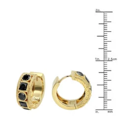 Unique Diamond Hoop Earrings Large Black Diamond Huggies 14K Yellow Gold 3ct -Urban Jewels Shop unique small diamond hoop earring black diamond huggies in 14k gold 085ct 4 rulerye