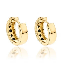 Unique Small Diamond Hoop Earring: Black Diamond Huggies 14K Yellow Gold 0.85ct 9 Unique Small Diamond Hoop Earring: Black Diamond Huggies 14K Yellow Gold 0.85ct -Urban Jewels Shop unique small diamond hoop earring black diamond huggies in 14k gold 085ct backye