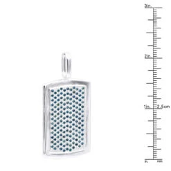 Unique 14K White Gold Blue Diamonds Dog Tag Pendant For Men 3.25ctw -Urban Jewels Shop unique solid 14k gold blue diamonds dog tag pendant for men 325ctw 405831b ruler white