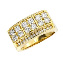 Unique Statement 2 Carat G VS Diamond Ring For Men 18K Yellow Gold Band