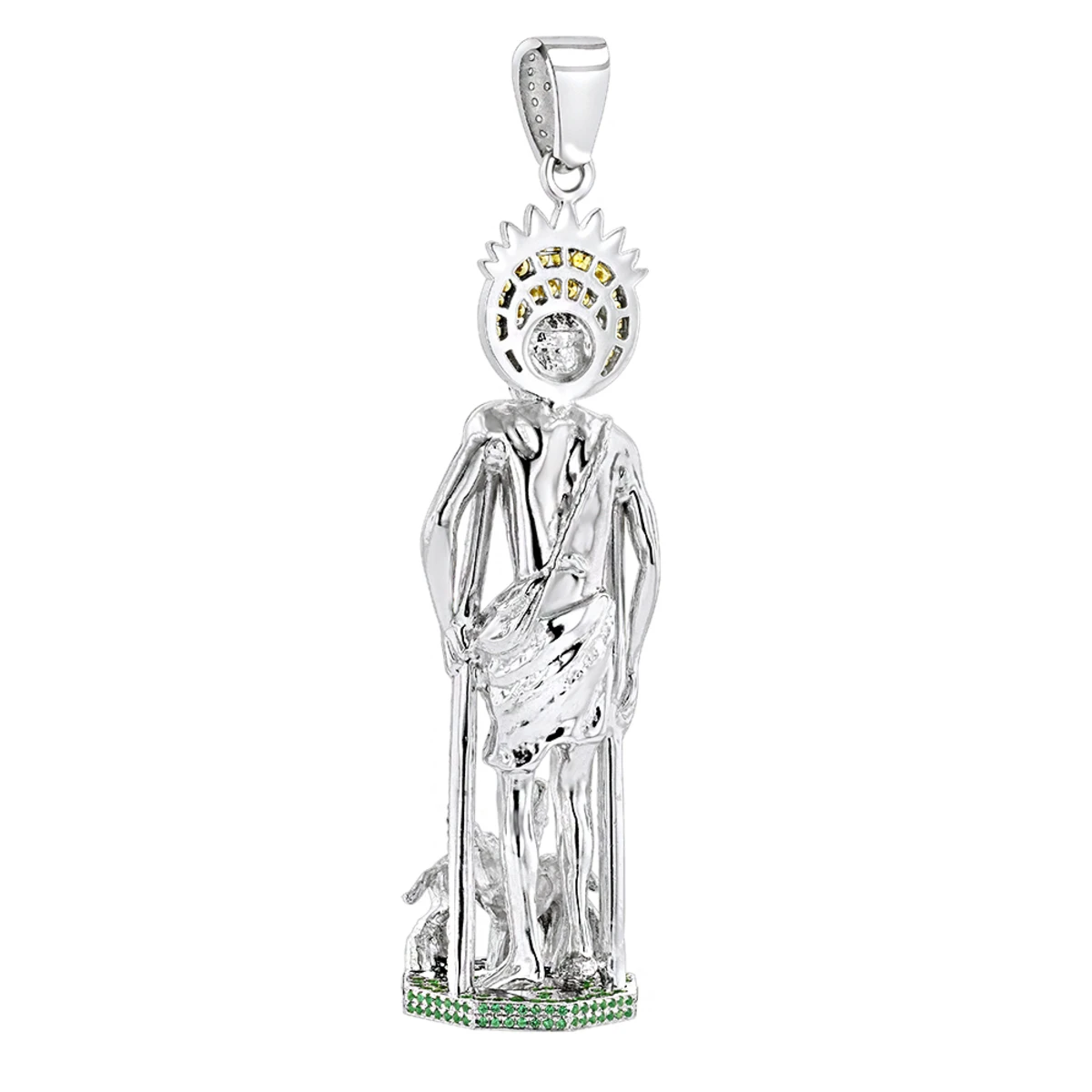 Unique Sterling Silver Saint Lazarus On Crutches With Dogs Statue Pendant 4 Unique Sterling Silver Saint Lazarus On Crutches With Dogs Statue Pendant - Image 4