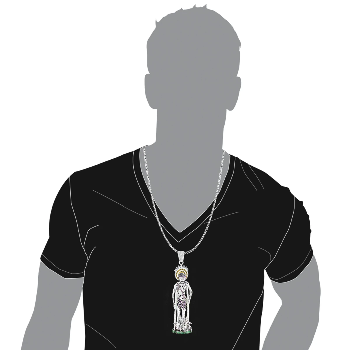 Unique Sterling Silver Saint Lazarus On Crutches With Dogs Statue Pendant 5 Unique Sterling Silver Saint Lazarus On Crutches With Dogs Statue Pendant - Image 5