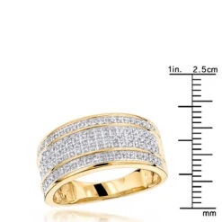 Unique Wedding Bands 10K Yellow Gold 5 Row Diamond Ring For Men -Urban Jewels Shop unique wedding bands 10k gold 5 row diamond ring for men rulerye