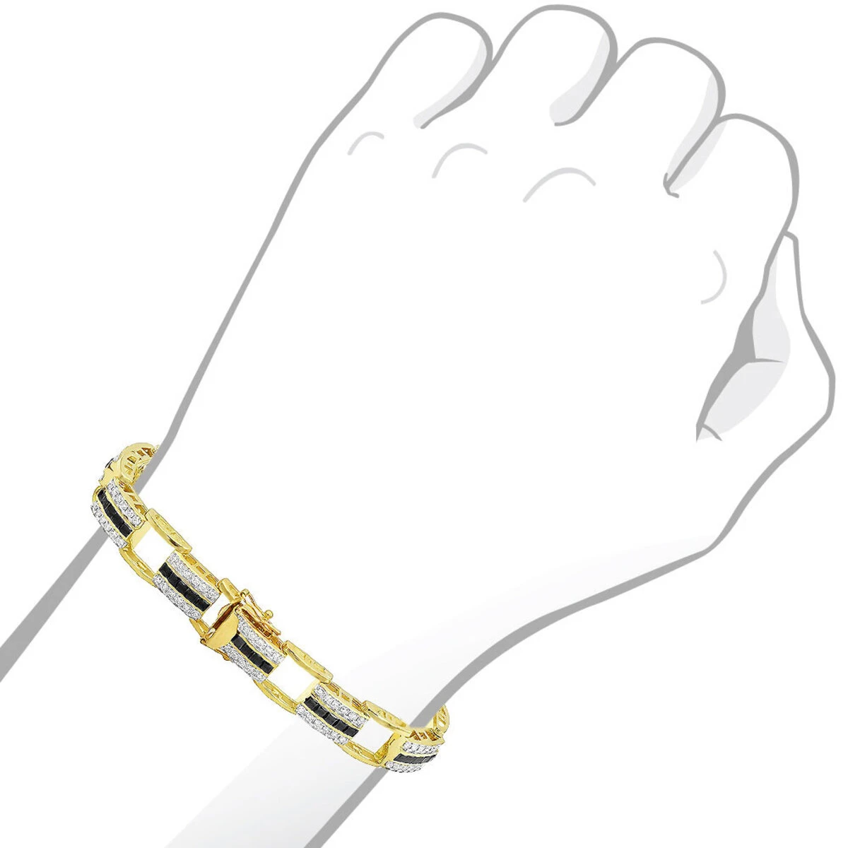 Unique White & Black Diamond Bracelet For Men 14K Yellow Gold 4 Unique White & Black Diamond Bracelet For Men 14K Yellow Gold - Image 4