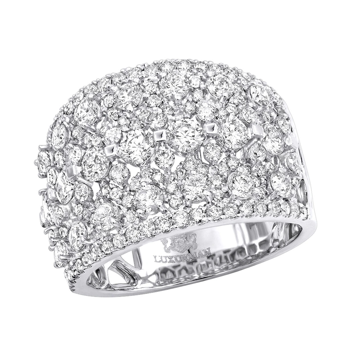 Unique Wide Diamond Ladies Ring Band 2.75ct 14K White Gold By Luxurman 1 Unique Wide Diamond Ladies Ring Band 2.75ct 14K White Gold By Luxurman