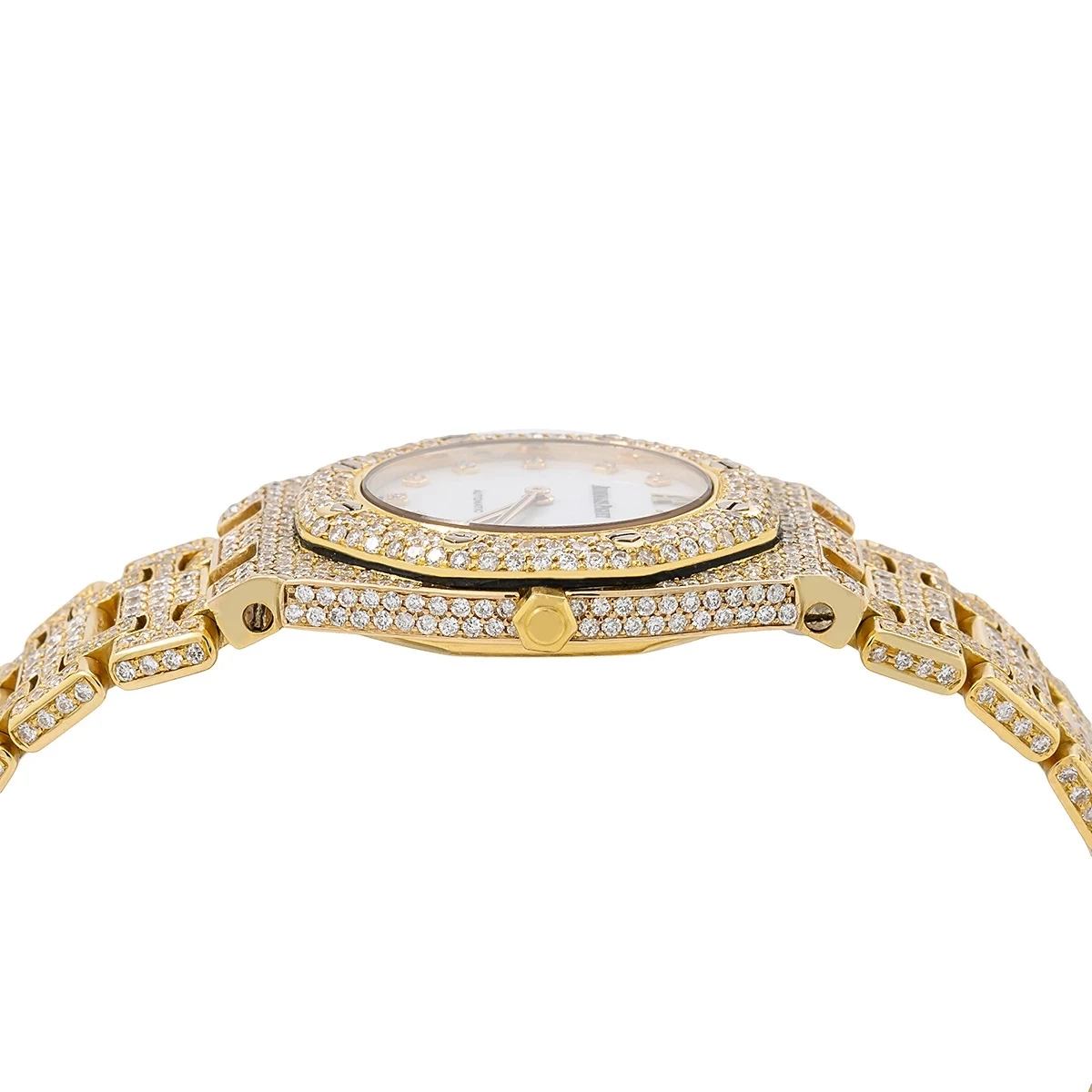 18K Gold Ladies Diamond Watch Audemars Piguet Royal Oak 27mm 67075ba White MOP Dial 5 18K Gold Ladies Diamond Watch Audemars Piguet Royal Oak 27mm 67075ba White MOP Dial - Image 5